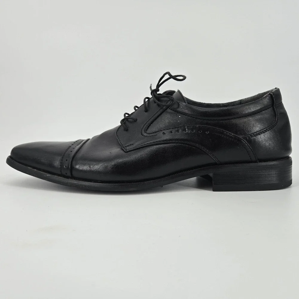Men's Black Cap Toe Dress Shoes Oxford Lace Up Size 13 Majestic Collection